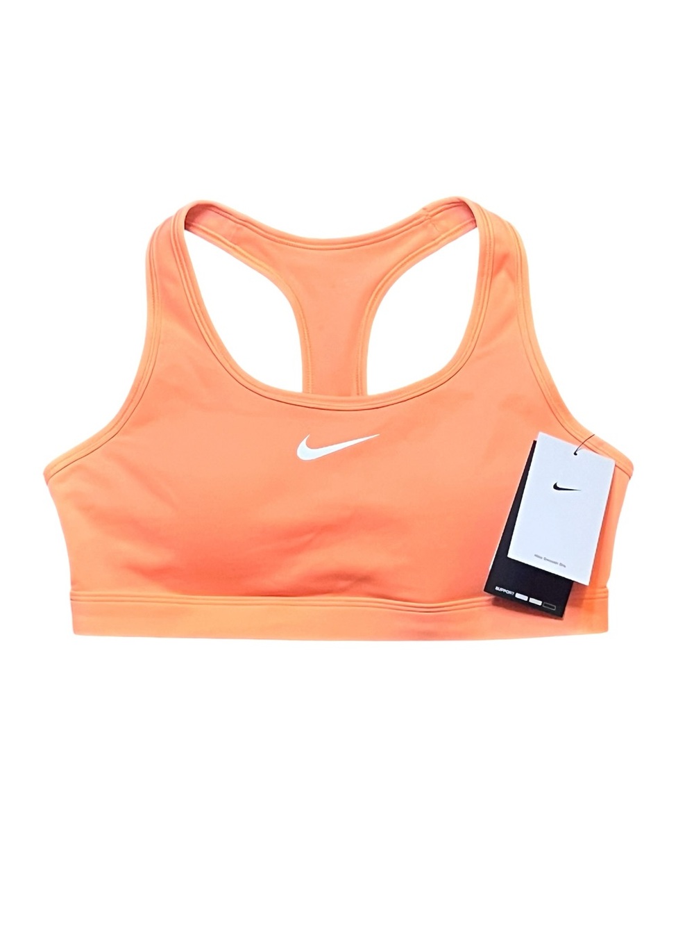 Nike Women Medium Swoosh Medium Support Padded Racerback Sports Bra Orange Pulse